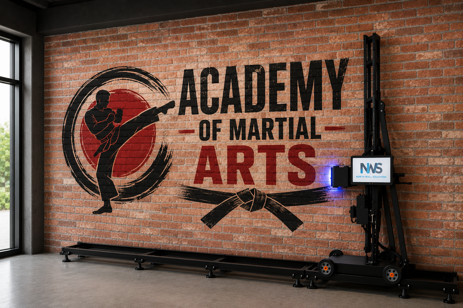 Brand graphics designed for suitable brick walls