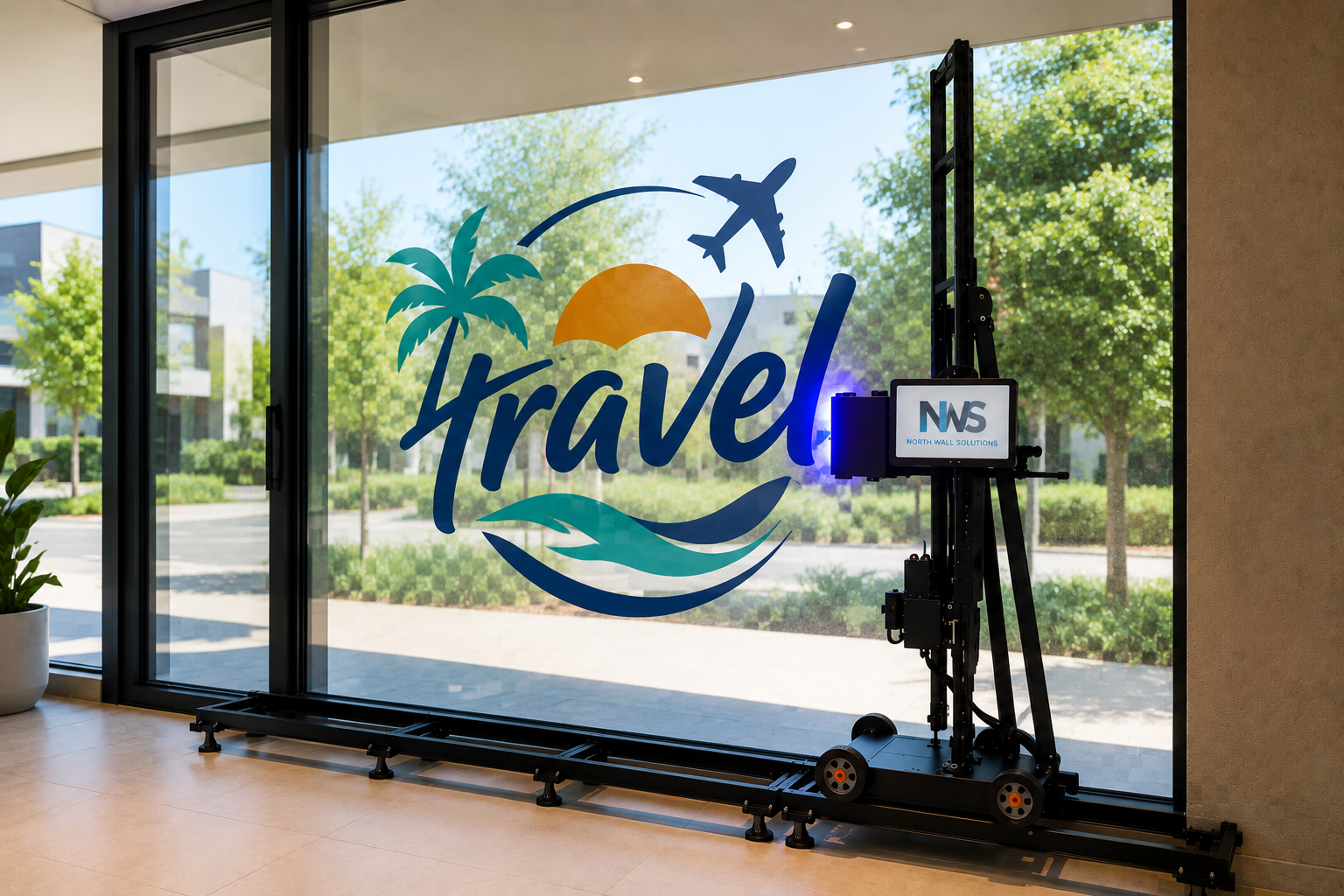 Custom graphics printed on suitable glass surfaces